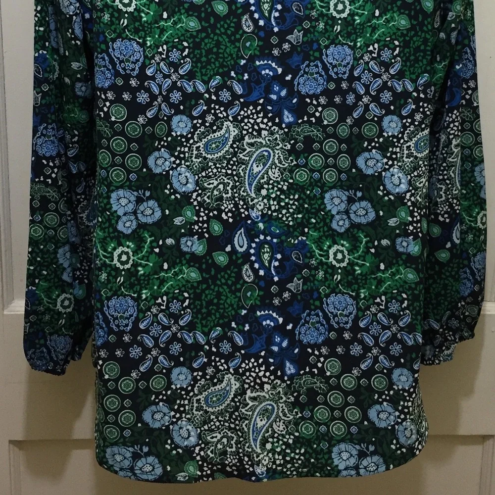 Michael Kors‎ Paisley Floral True Navy Blue Top M